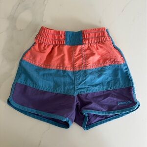 Patagonia Coral and Blue Stitched Shorts